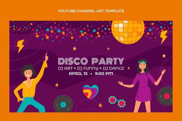 Flat disco party youtube channel art