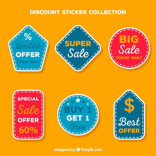 Free vector flat discount sticker collection