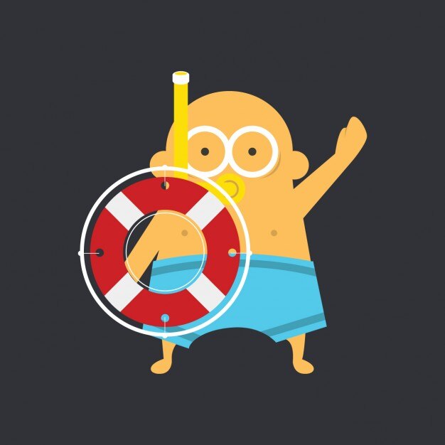 Free Vector flat diver with float