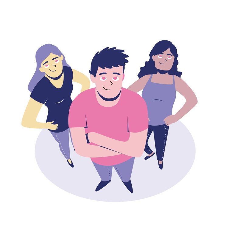 Free Vector flat diverse people looking up set