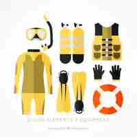 Free vector flat diving accessories