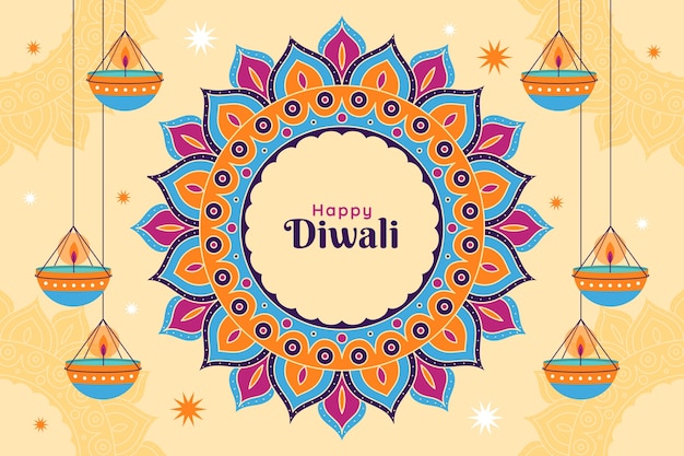 Vettore gratuito diwali background piatto