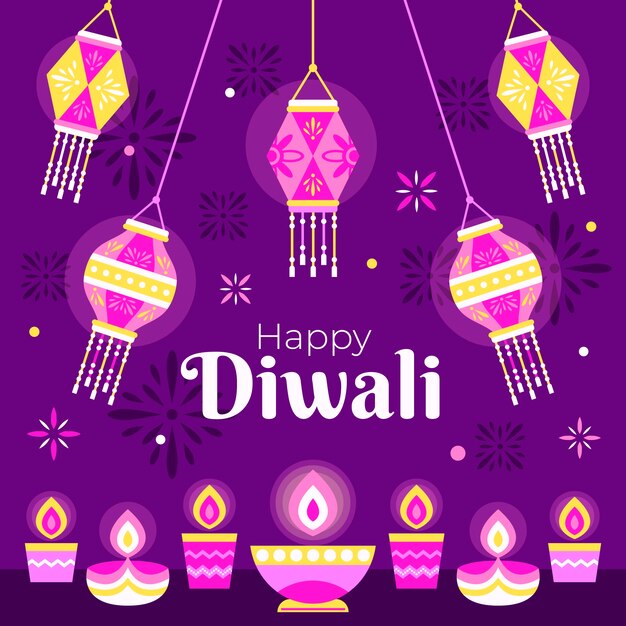 Flat diwali festival illustration