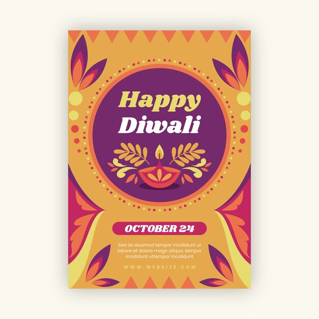 Free vector flat diwali festival vertical poster template