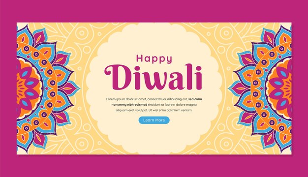 Flat diwali horizontal banner template