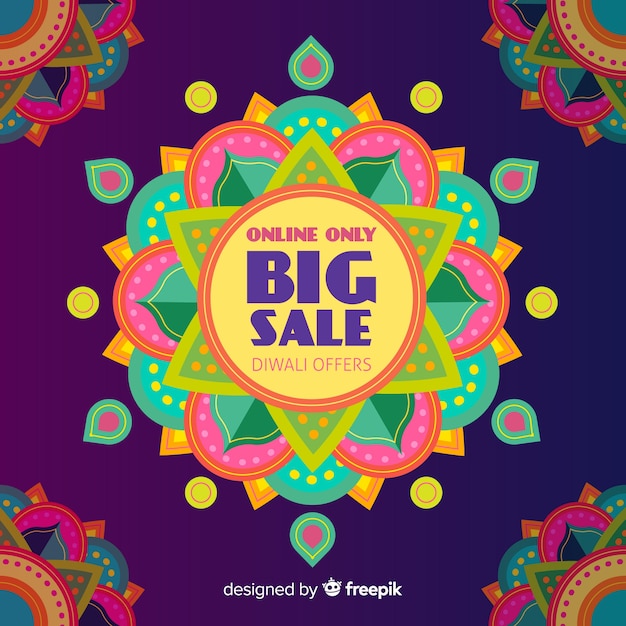 Free vector flat diwali sale with colourful design