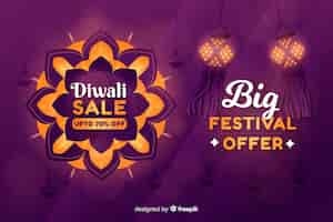 Free vector flat diwali sale with lanterns