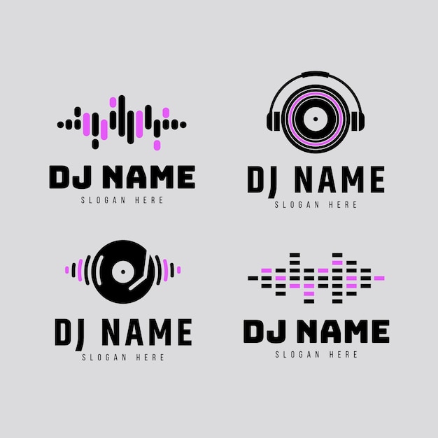 Flat dj logo collection