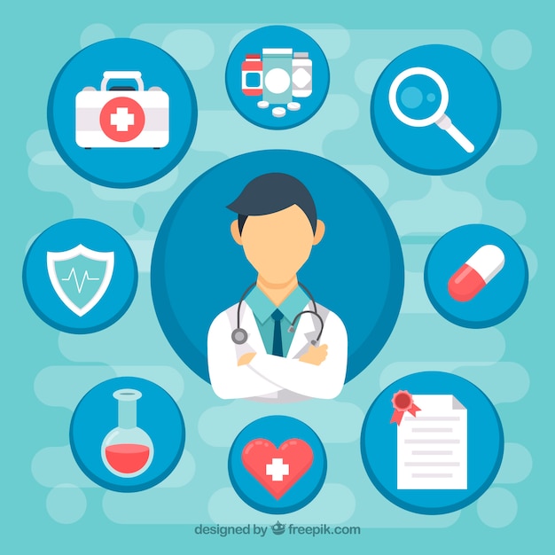 Free vector flat doctor and medical icons