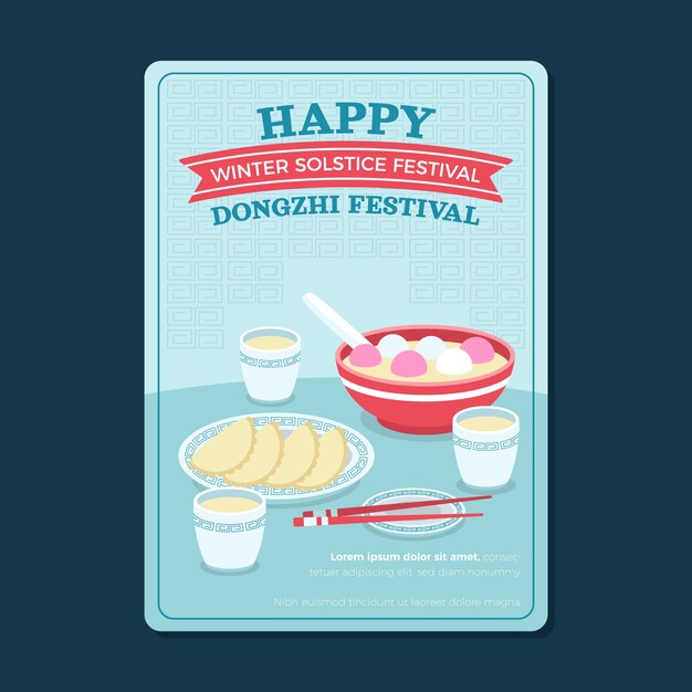 Flat dongzhi festival greeting card template