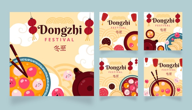 Collezione di post di instagram del festival piatto dongzhi