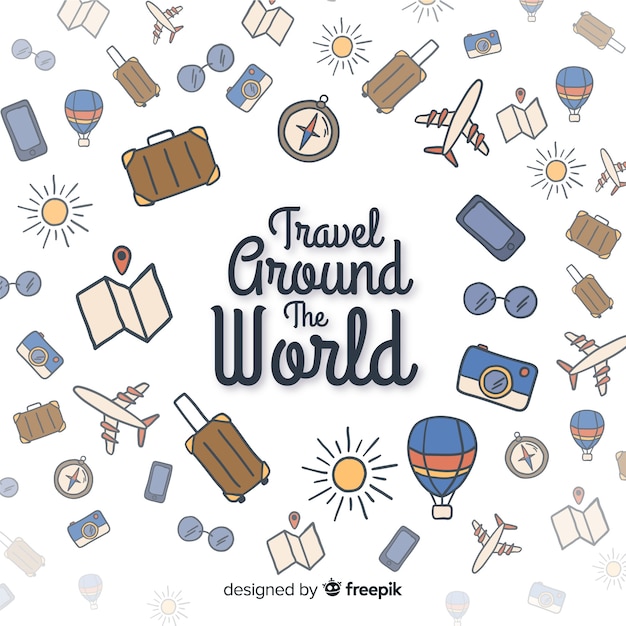 Free vector flat doodle travel background