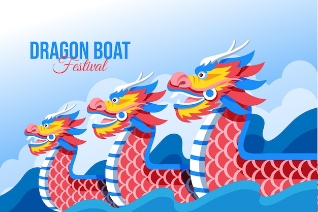 Free vector flat dragon boat background