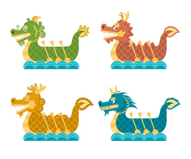 Free Vector flat dragon boat collection