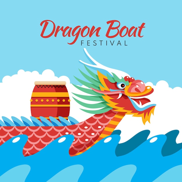 Free vector flat dragon boat illustration