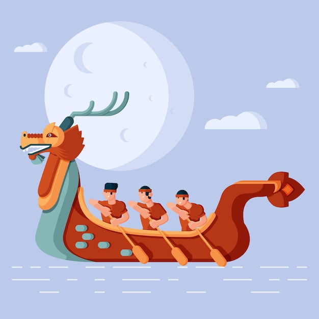 Flat dragon boat illustration