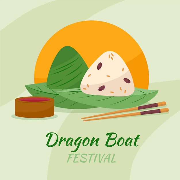 Flat dragon boat's zongzi background