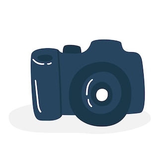 Flat drawn camera icon with logo for commercial use.