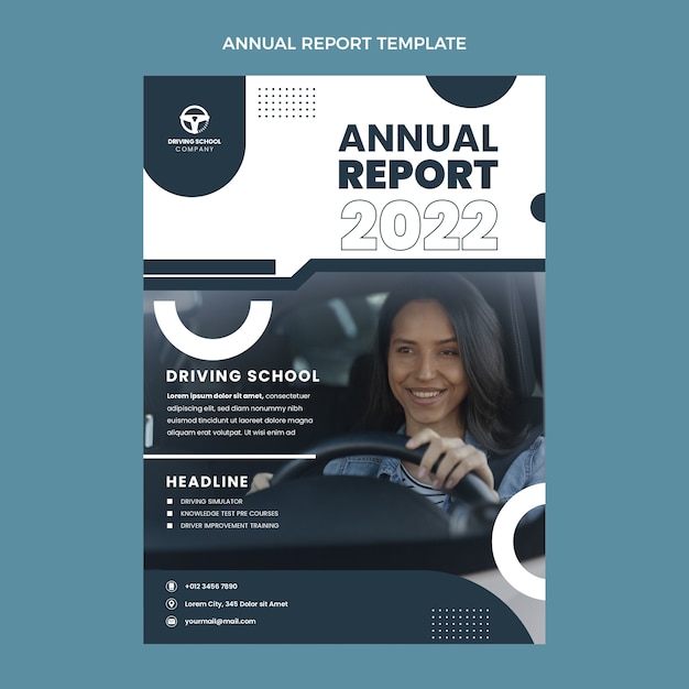 Free vector flat driving school annual report template