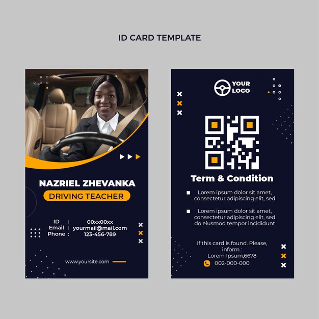 Flat driving school id card template