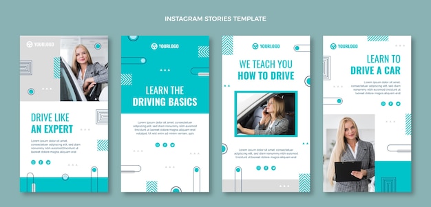 Flat driving school instagam stories collection