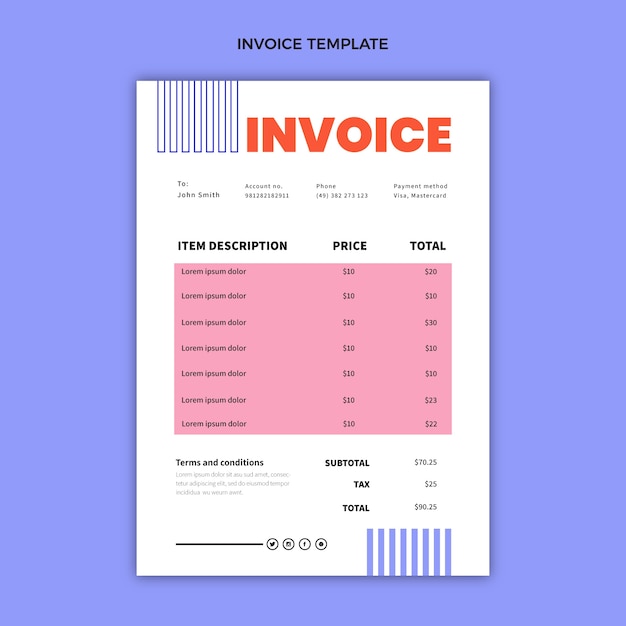 Free vector flat driving school invoice template