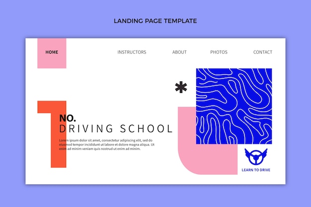 Flat driving school landing page template