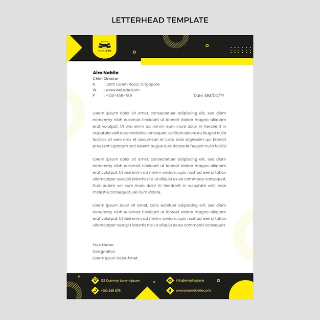 Free vector flat driving school letterhead template