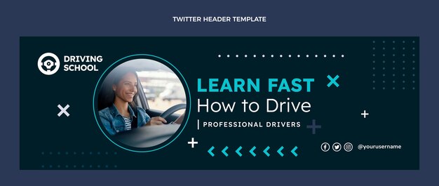 Flat driving school twitter header