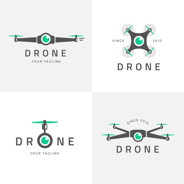 Flat drone logo collection