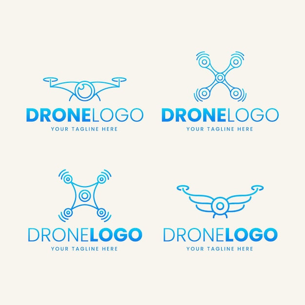 Бесплатное векторное изображение Плоская коллекция логотипов дронов