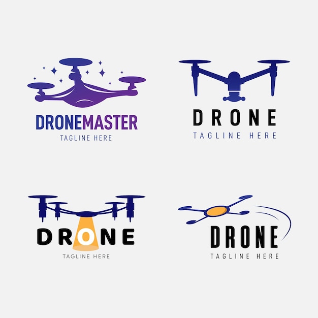 Free vector flat drone logo collection