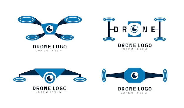 Free vector flat drone logo collection