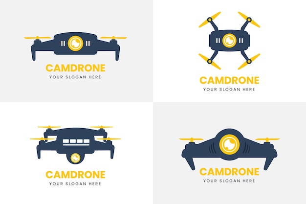 Flat drone logo collection