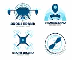 Free vector flat drone logo collection