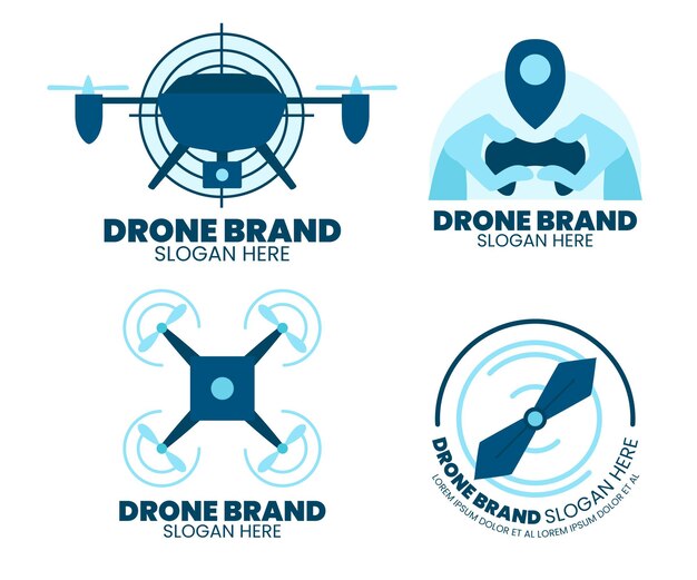 Flat drone logo collection