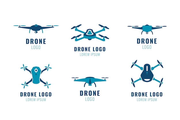 Flat drone logo collection