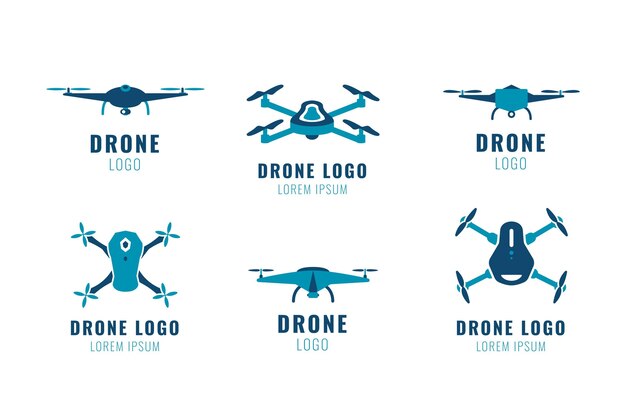 플랫 드론 로고 컬렉션