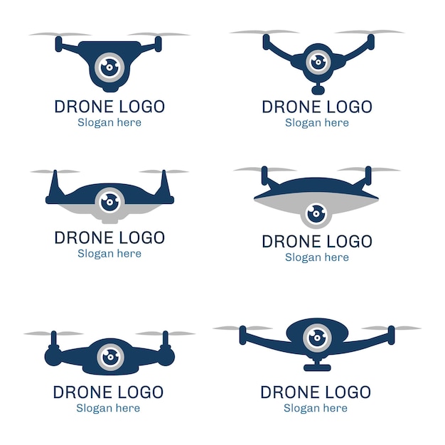 Free vector flat drone logo collection