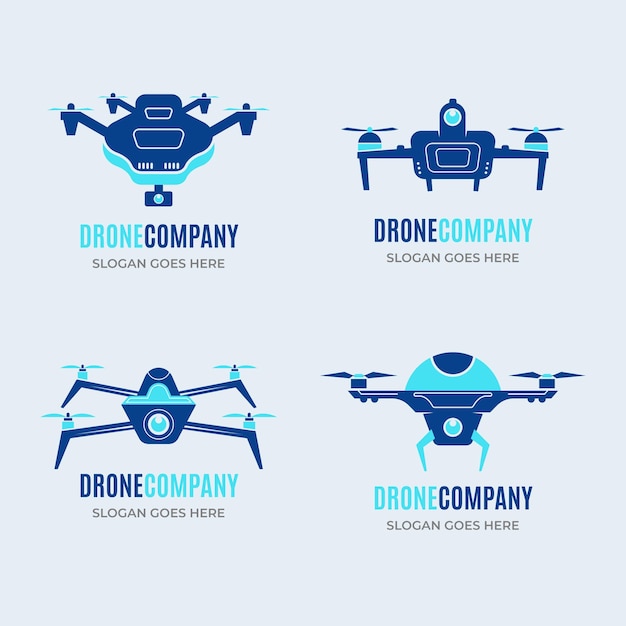 Flat drone logo collection