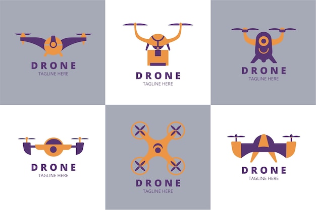 Flat drone logo pack