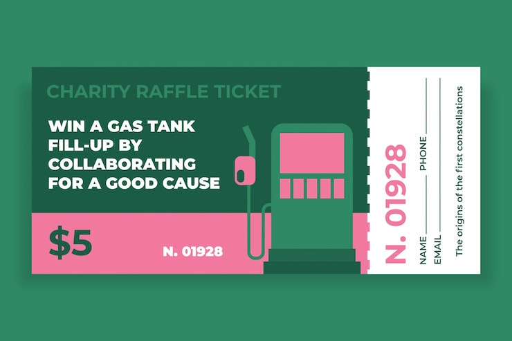 Free Vector flat duotone charity event large car gas raffle ticket