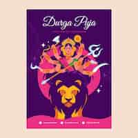 Free vector flat durga puja vertical flyer template