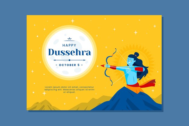 Free vector flat dussehra card template