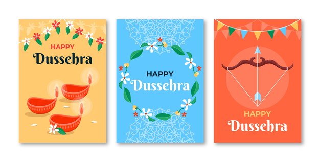 Collezione di carte dussehra piatte