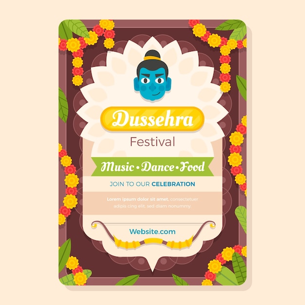 Flat dussehra vertical flyer template