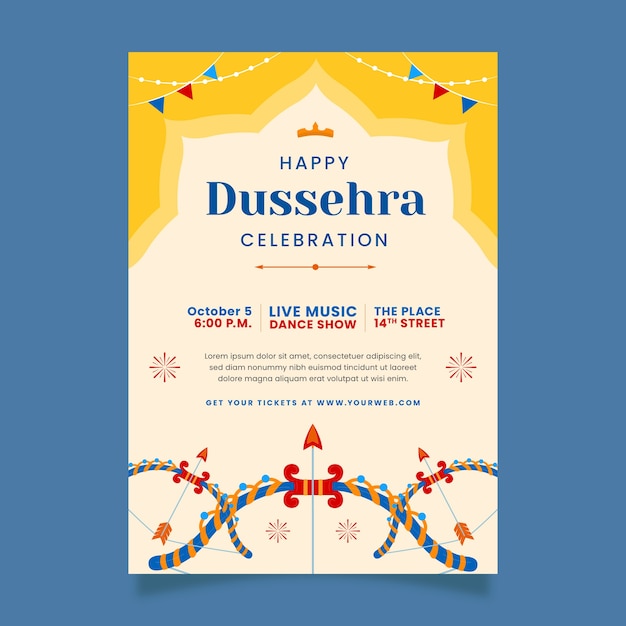 Free vector flat dussehra vertical poster template