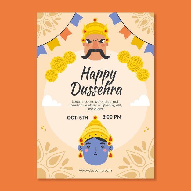 Flat dussehra vertical poster template