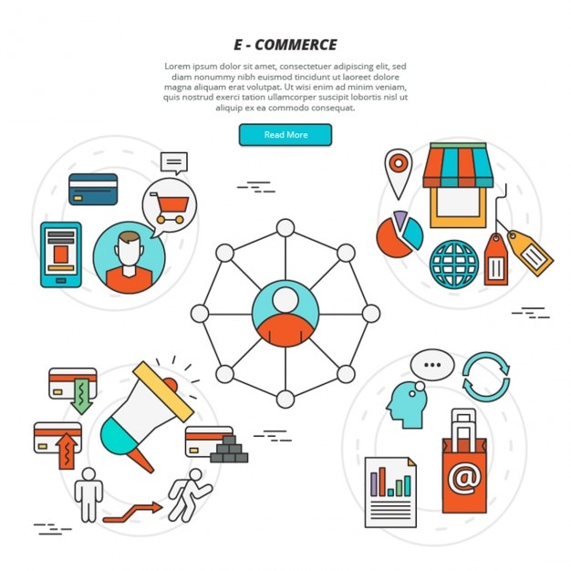 無料ベクター フラット電子商取引の要素