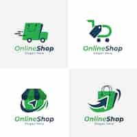 Vettore gratuito collezione di logo e-commerce piatto